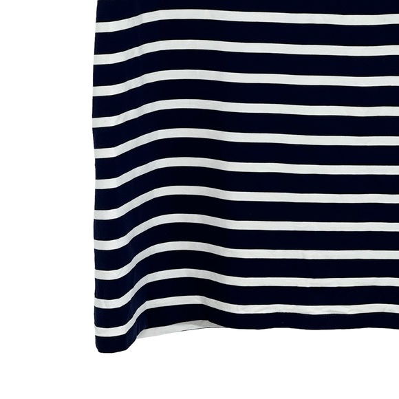 J McLaughlin Size Large Blue/White Patrice Off Shoulder Striped Nautical Dress - Picture 6 of 12